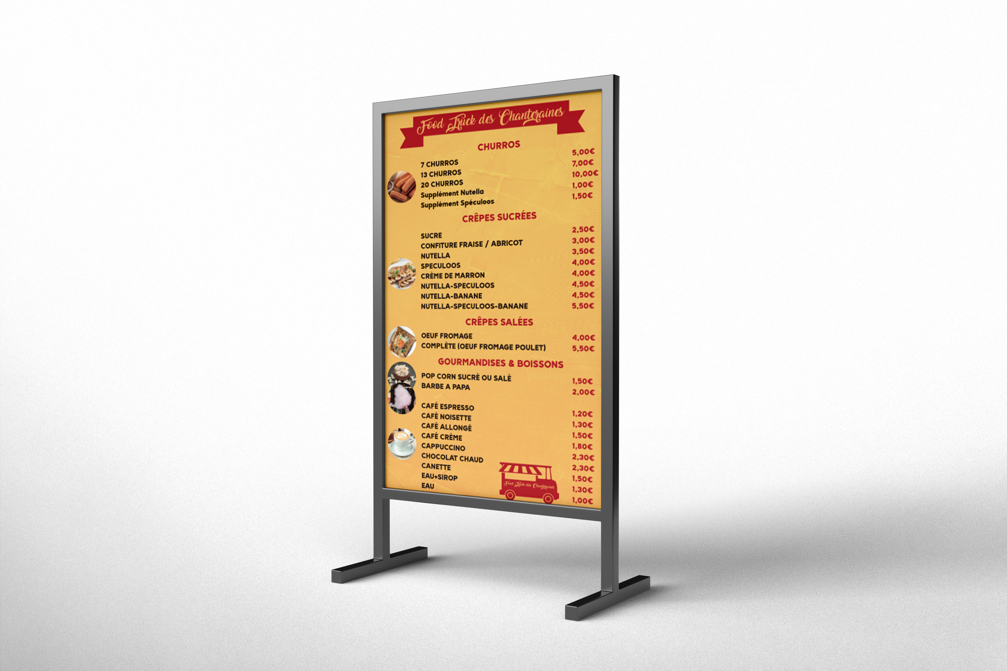 Affiche menu & tarifs Food Truck des Chanteraines