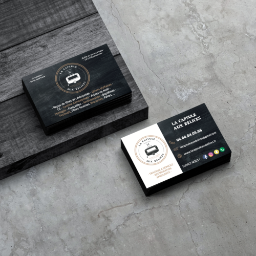 Carte de visite, La Capsule Aux Délices (Food Truck), conçue et imprimée par Com Vitro à Argenteuil