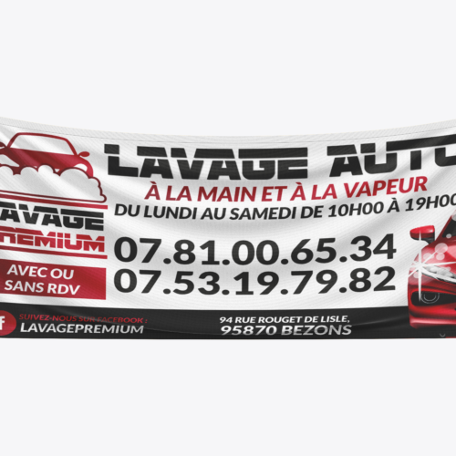 Bâche Lavage Premium à Bezons, créée et imprimée par Com Vitro