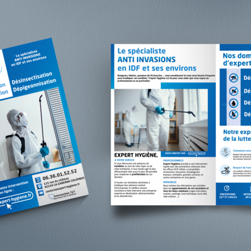 Création et impression d'une plaquette commerciale, Expert Hygiène, La-Garenne-Colombes